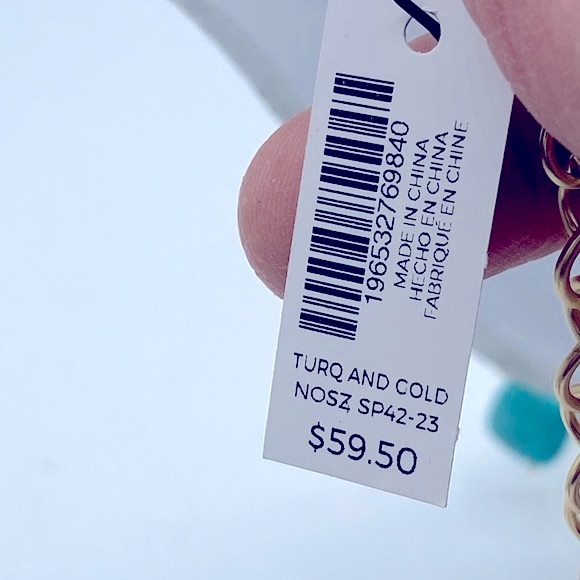 Chicos Turquoise & Gold Tone Necklace Part of The Gold And Turquoise Collection - Picture 8 of 12